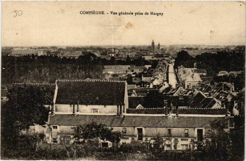 Carte postale ancienne Compiegne-Vue générale prise de Margny à Compiègne