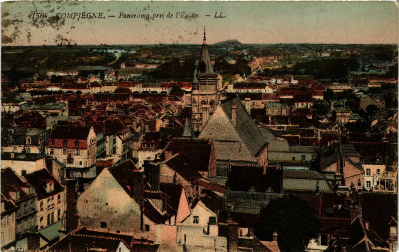 Carte postale ancienne Compiegne-Panorama pris de l'Eglise à Compiègne