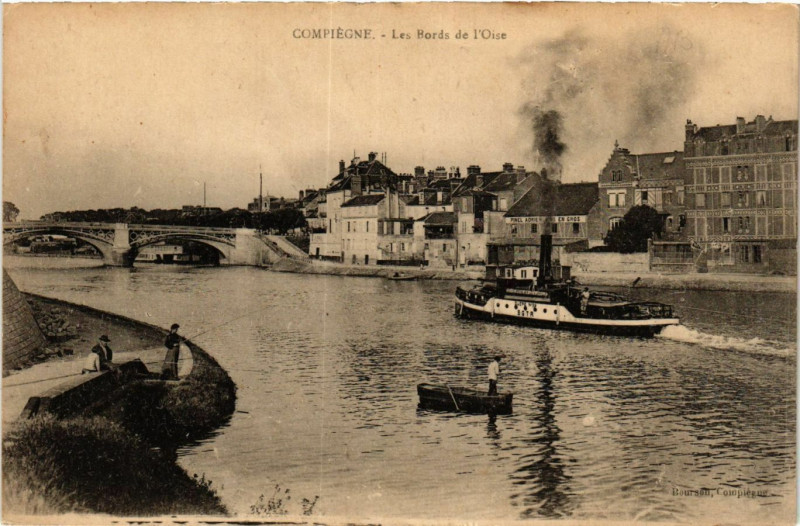 Carte postale ancienne Compiegne-Les Bords de l'Oise à Compiègne