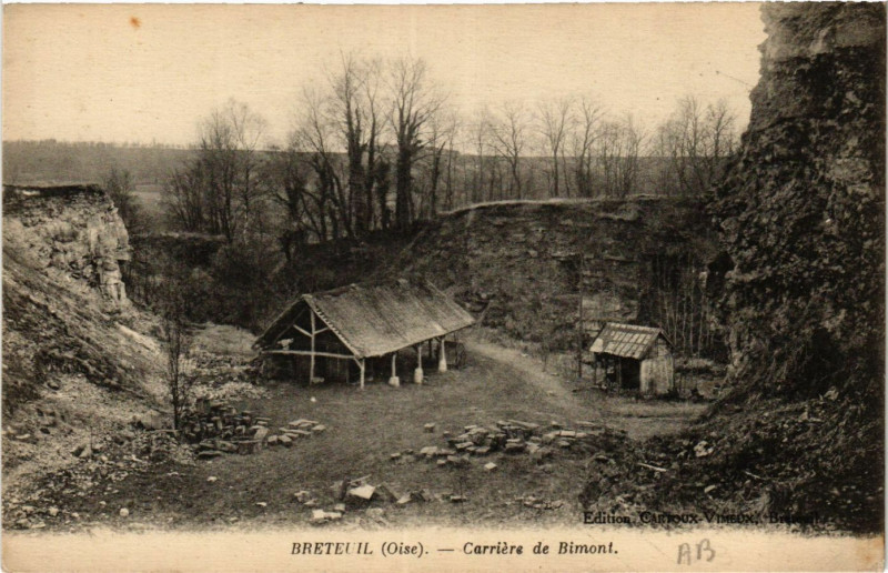 Carte postale ancienne Breteuil-Carriere de Bimont à Breteuil