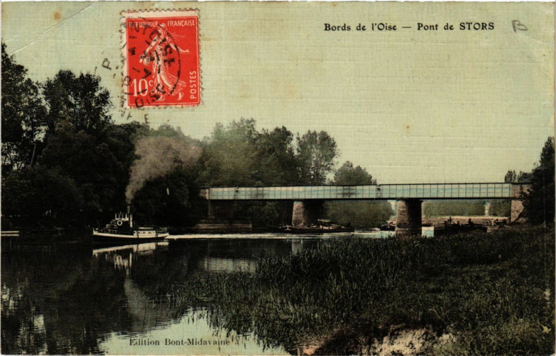 Carte postale ancienne Bords de l'Oise-Pont de Stors