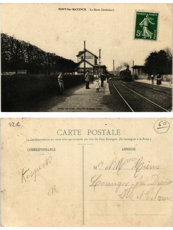 Carte postale ancienne Pont-Sainte-Maxene La Gare interieur