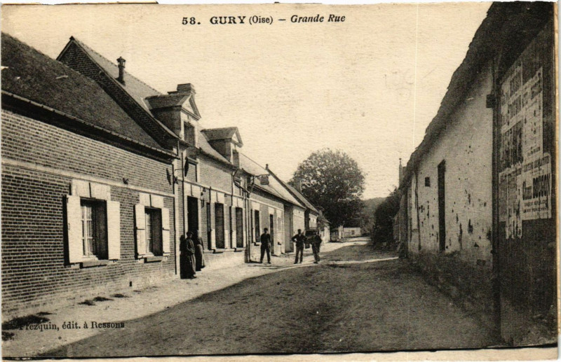Carte postale ancienne Gury - Grande Rue à Gury