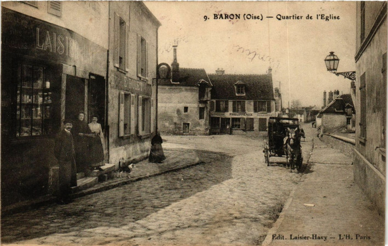 Carte postale ancienne Baron - Quartier de l'Eglise à Baron