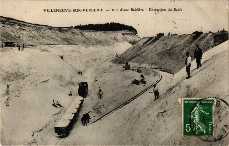 Carte postale ancienne Villeneuve-sur-Verberie - Vue d'une Sabliere - Extraction du Sable à Villeneuve-sur-Verberie