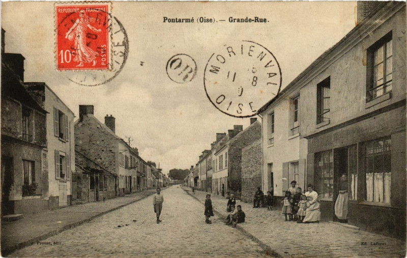Carte postale ancienne Pontarme - Grande-Rue à Pontarmé