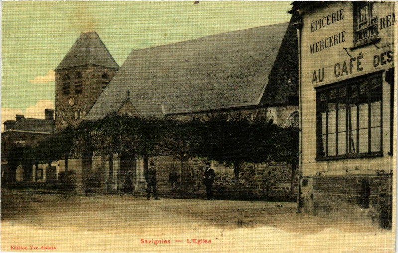 Carte postale ancienne Savignies - L'Eglise à Savignies