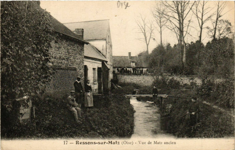 Carte postale ancienne Ressons-sur-Matz - Vue de Matz ancien à Ressons-sur-Matz