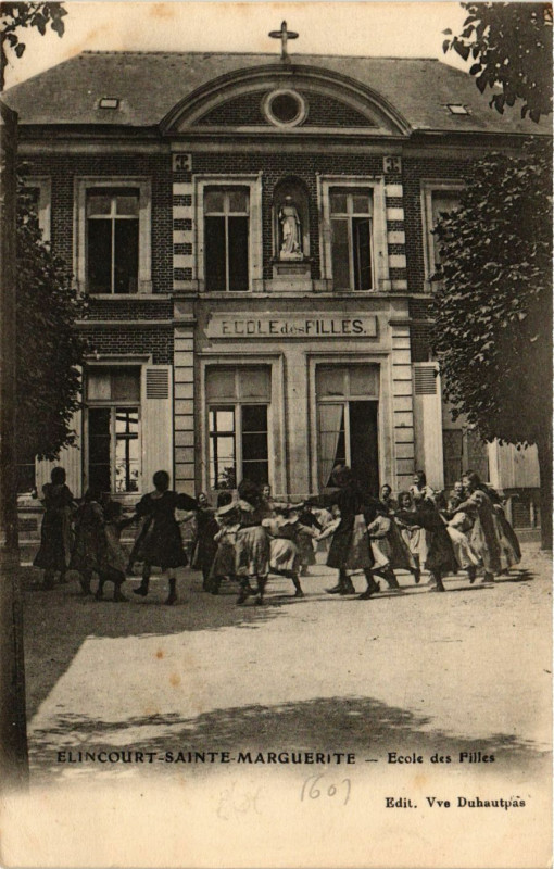Carte postale ancienne Elincourt-Sainte-Marguerite - Ecole des Filles à Élincourt-Sainte-Marguerite