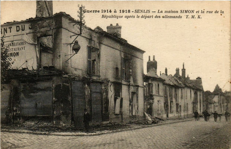 Carte postale ancienne Senlis La maison Simon et la rue de la Republique à Senlis