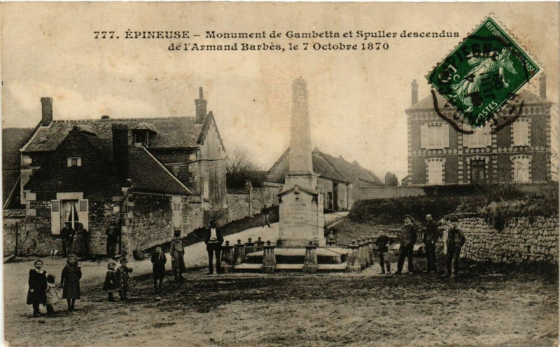 Carte postale ancienne Epineuse Monument d eGambetta et Spuller descendus à Épineuse