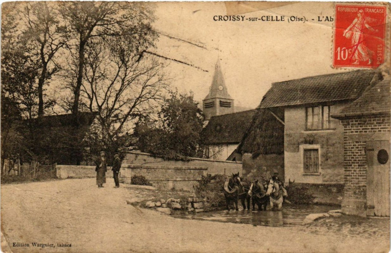 Carte postale ancienne Croissy-sur-Celle L'Abreuvoir à Croissy-sur-Celle