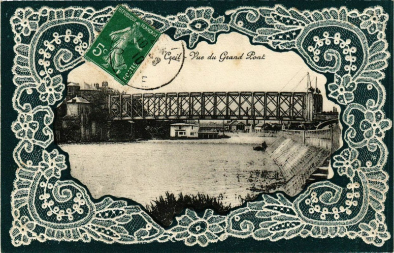 Carte postale ancienne Creil Vue du Grand Pont à Creil