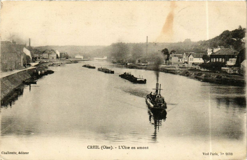 Carte postale ancienne Creil L'Oise en amont à Creil
