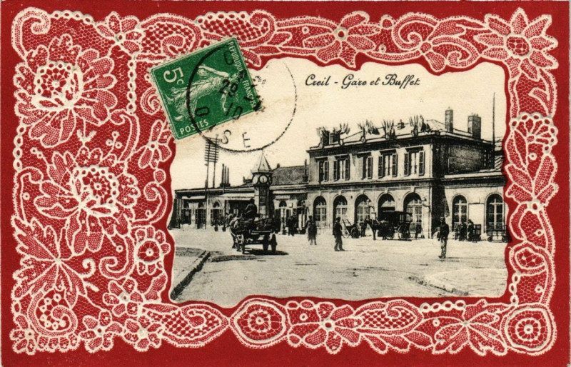 Carte postale ancienne Creil Gare et buffet à Creil