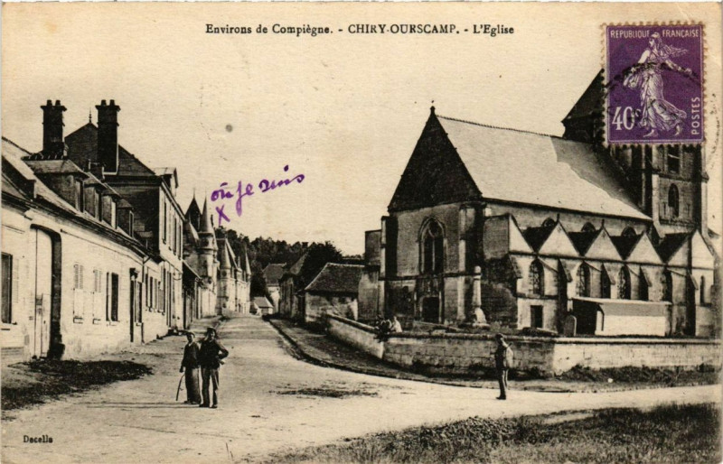 Carte postale ancienne Chiry-Ourscamp L'Eglise à Chiry-Ourscamp