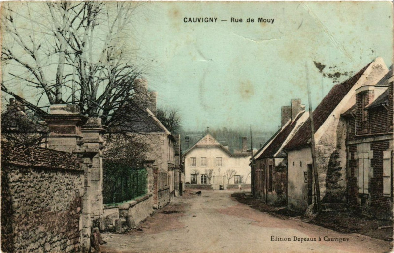 Carte postale ancienne Cauvigny rue de Mouy à Cauvigny