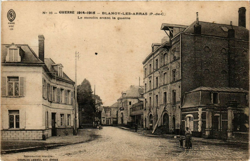 Carte postale ancienne Blangy-les-Arras Le Moulin avant la Guerre à Angy