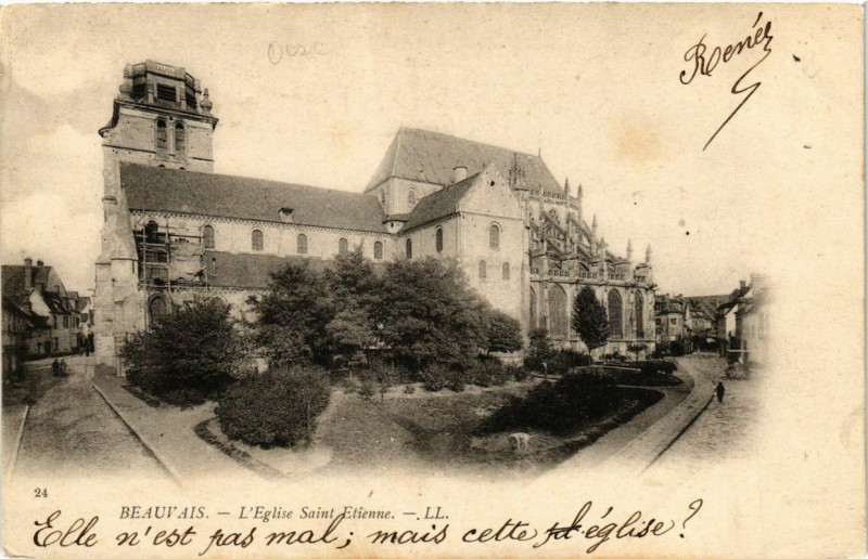 Carte postale ancienne Beauvais Eglise Saint-Etienne à Beauvais