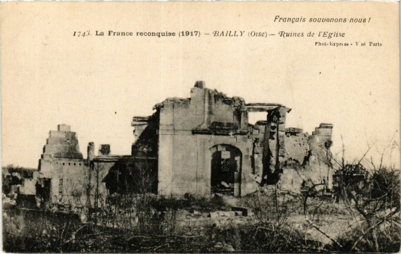 Carte postale ancienne Bailly Ruines de l'Eglise à Bailly