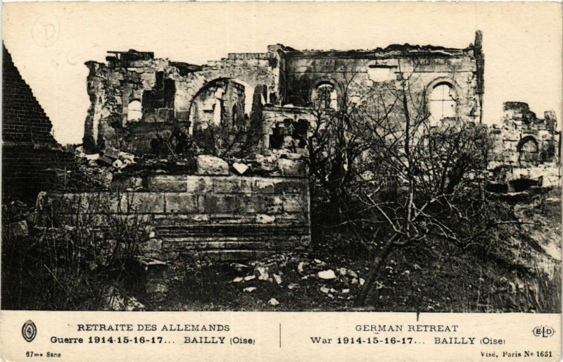 Carte postale ancienne Bailly Retraite des Allemands à Bailly
