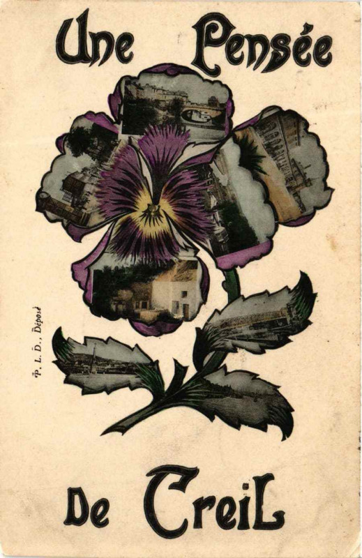 Carte postale ancienne Une pensée de Creil à Creil