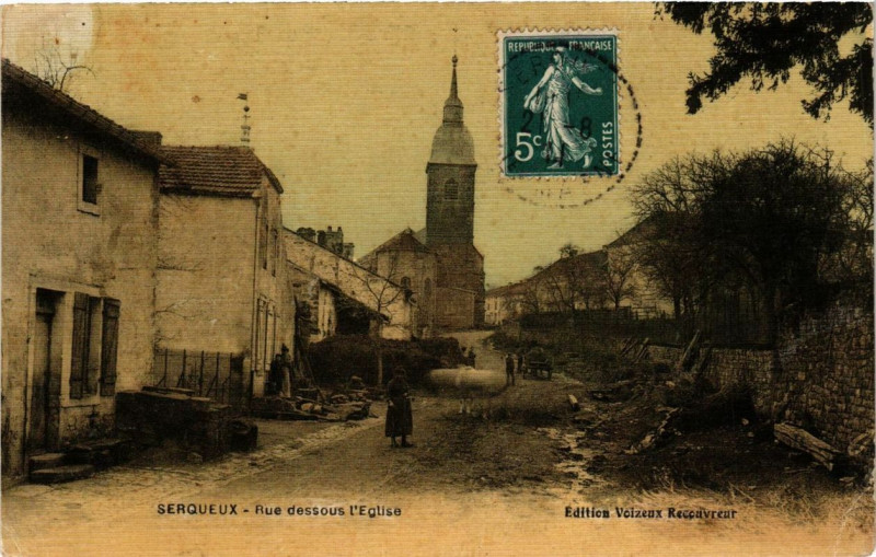 Carte postale ancienne Serqueux Rue dessous l'Eglise