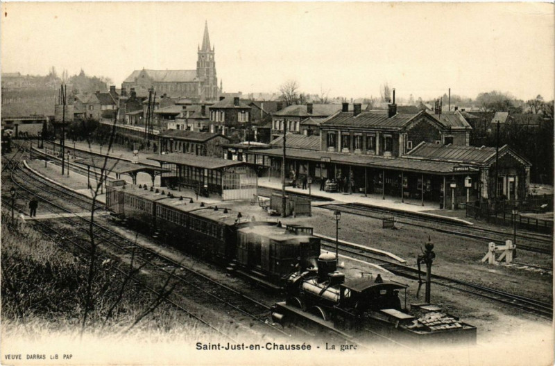 Carte postale ancienne Saint-Just-en-Chausse la gare