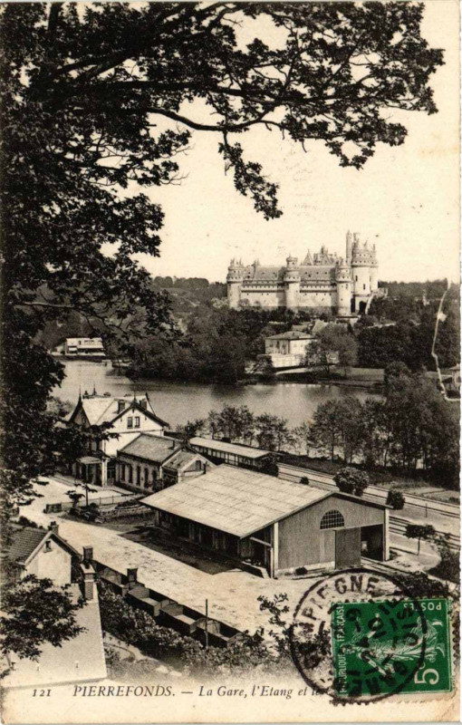 Carte postale ancienne Pierrefonds La Gare l'etang à Pierrefonds