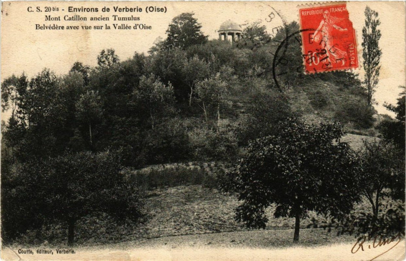 Carte postale ancienne Mont Catillon ancien Tumulus. Belvedere