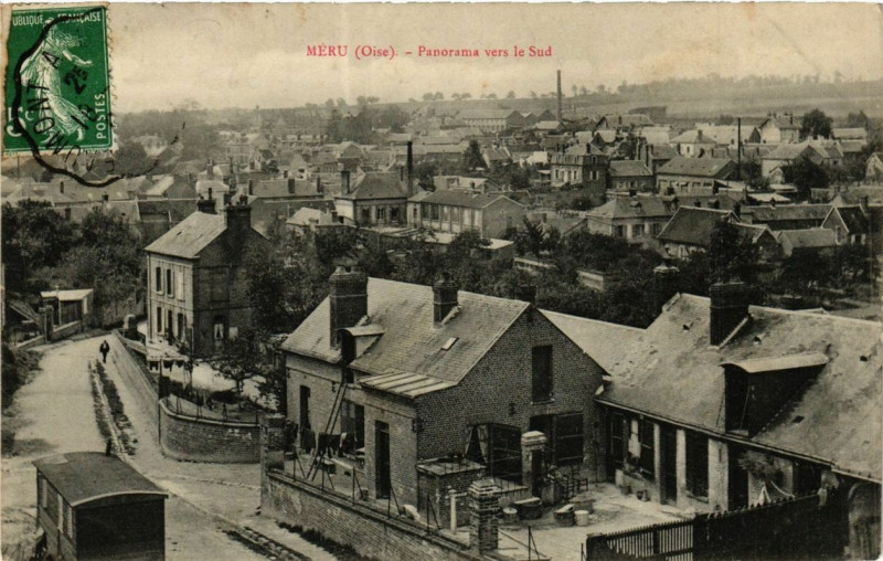 Carte postale ancienne Meru panorama vers le Sud à Méru