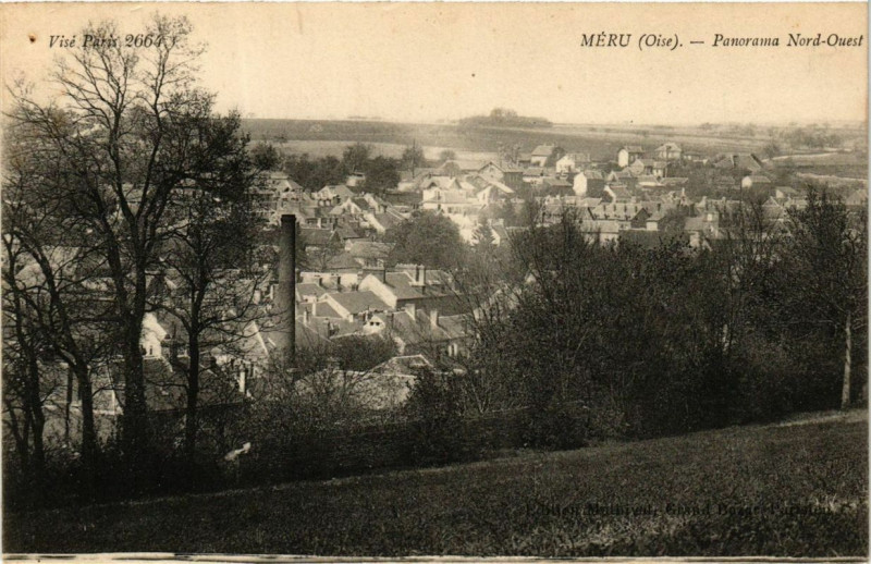 Carte postale ancienne Meru Panorama Nord-Ouest à Méru