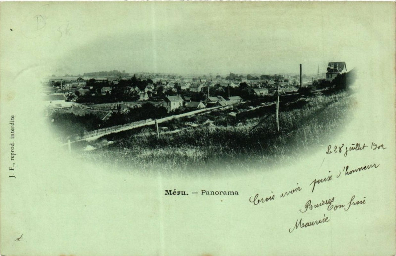 Carte postale ancienne Meru panorama à Méru