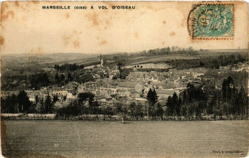 Carte postale ancienne Marseille a vol d'oiseau