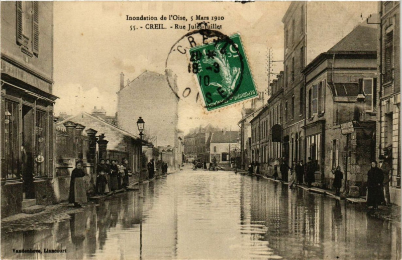 Carte postale ancienne Indonation Creil Rue Jules Juillet à Creil
