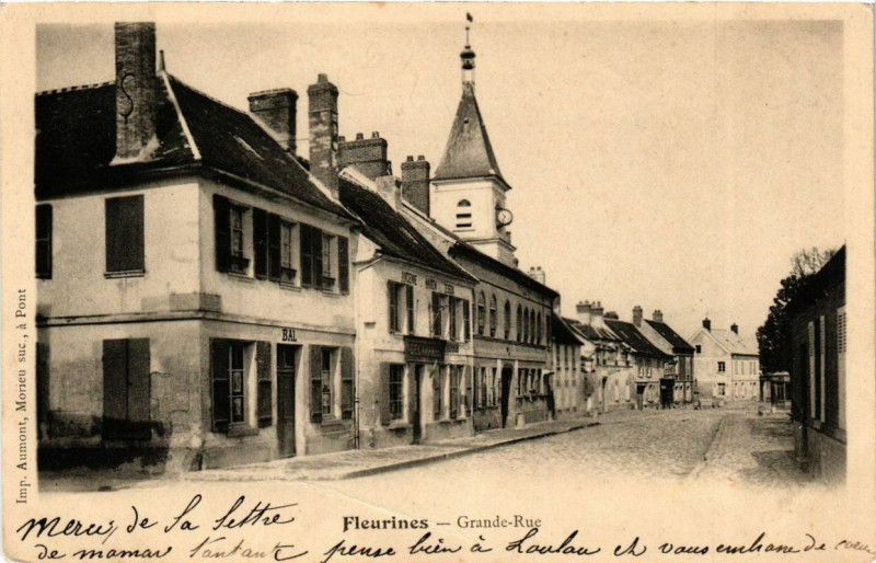 Carte postale ancienne Fleurines Grande Rue à Fleurines