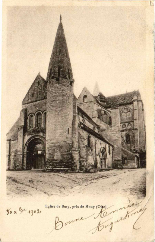 Carte postale ancienne Eglise de Bury pres de Mouy à Bury
