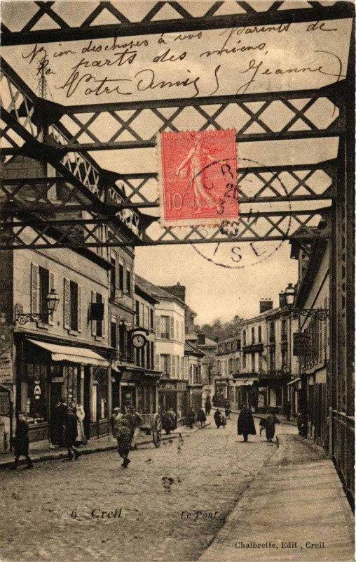 Carte postale ancienne Creil Le Pont à Creil