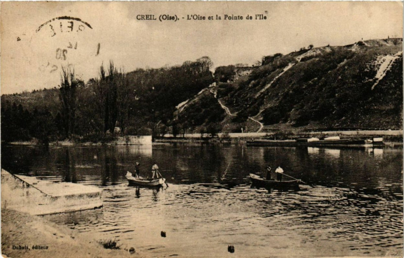 Carte postale ancienne Creil L'Oise et la Ponte de l'Ile à Creil