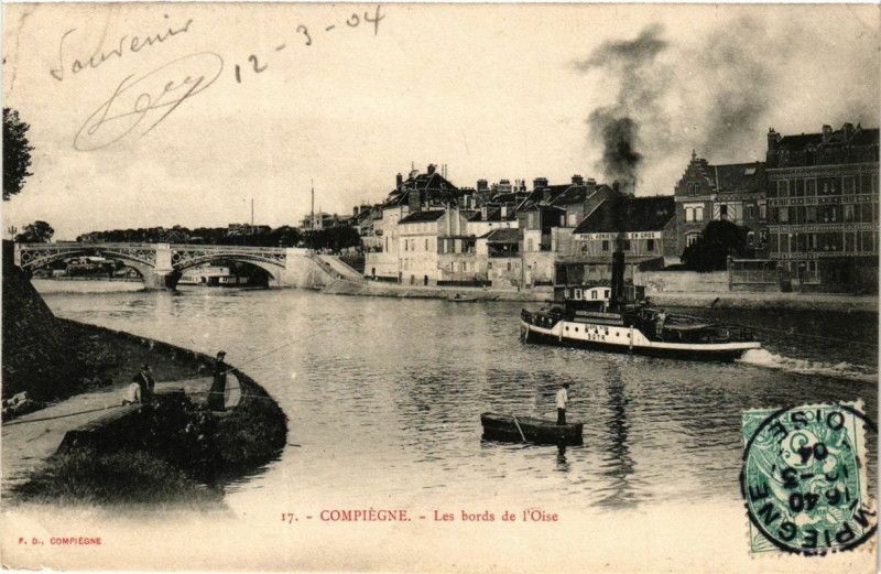 Carte postale ancienne Compiegne Les bords de l'Oise à Compiègne