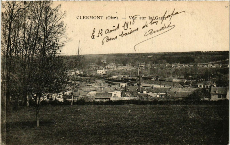 Carte postale ancienne Vue sur la Gare à Clermont