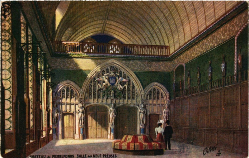 Carte postale ancienne Chateau de Pierrefonds Salle des neuf Preuses à Pierrefonds