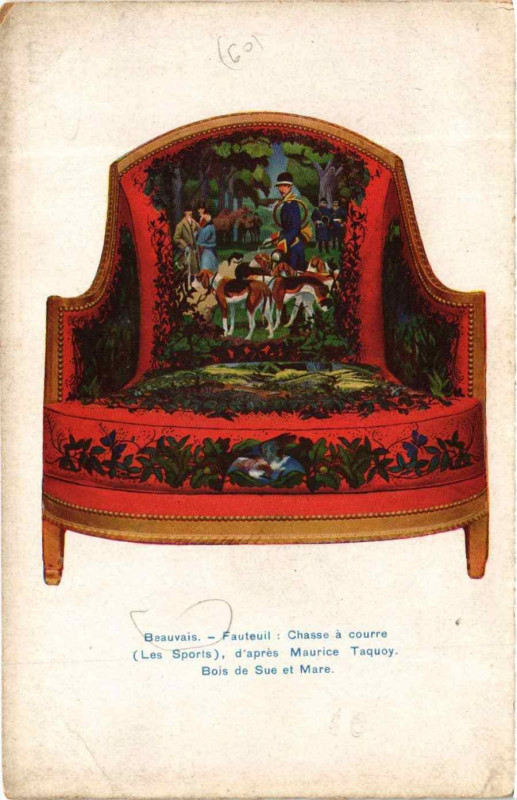 Carte postale ancienne Beauvais Fauteuil: Chasse a courre. Bois de Sue et Mare à Beauvais