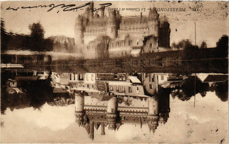 Carte postale ancienne Pierrefonds - Le Chateau - L'Etang cote Ouest à Pierrefonds