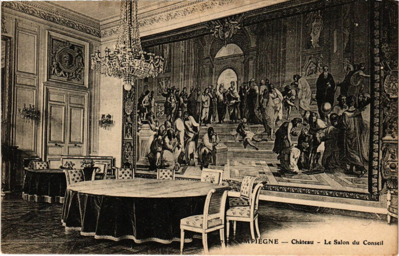 Carte postale ancienne Compiegne - Chateau - Le Salon du Conseil à Compiègne