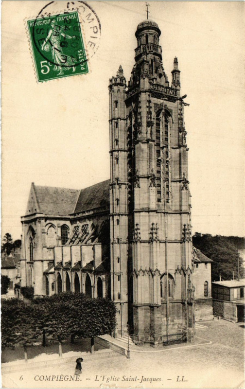 Carte postale ancienne Compiegne - L'Eglise Saint-Jacques à Compiègne