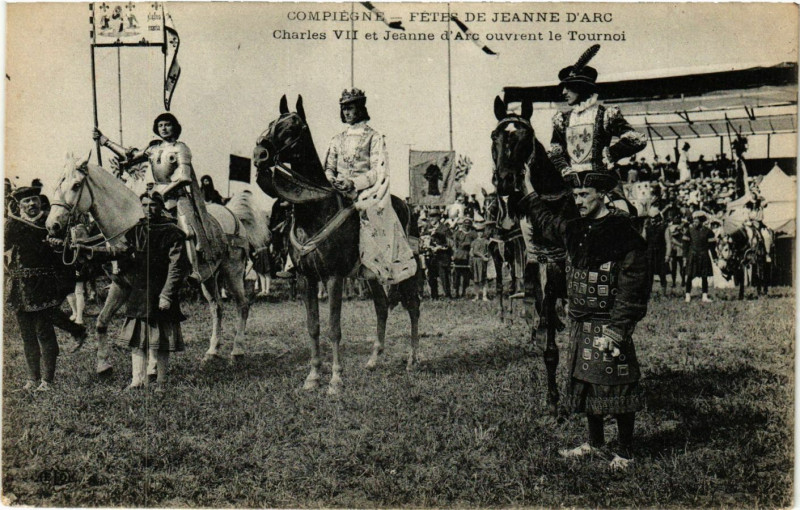 Carte postale ancienne Compiegne - Fetes de Jeanne d'Arc-Charles Vii et Jeanne D'Arc à Compiègne