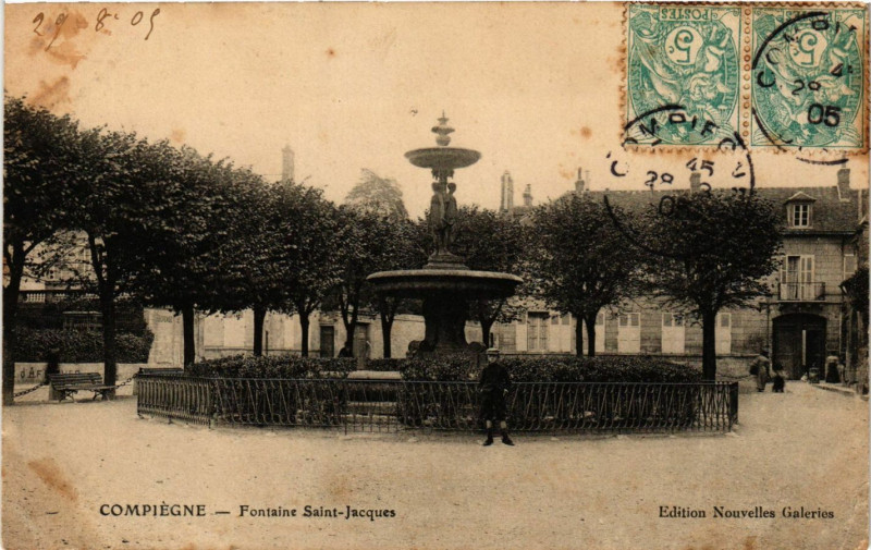 Carte postale ancienne Compiegne - Fontaine Saint-Jacques à Compiègne