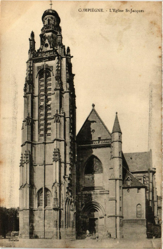 Carte postale ancienne Compiegne-L'Eglise Saint-Jacques à Compiègne