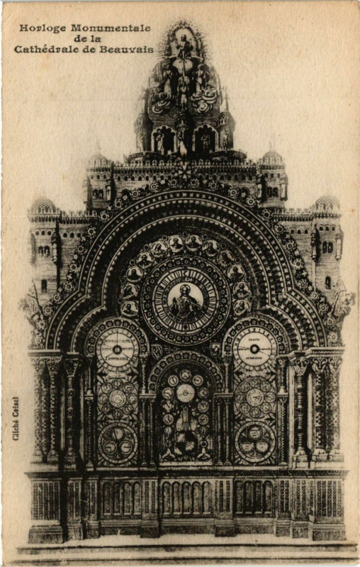 Carte postale ancienne Horloge Monumentale de la Cathedrale de Beauvais à Beauvais